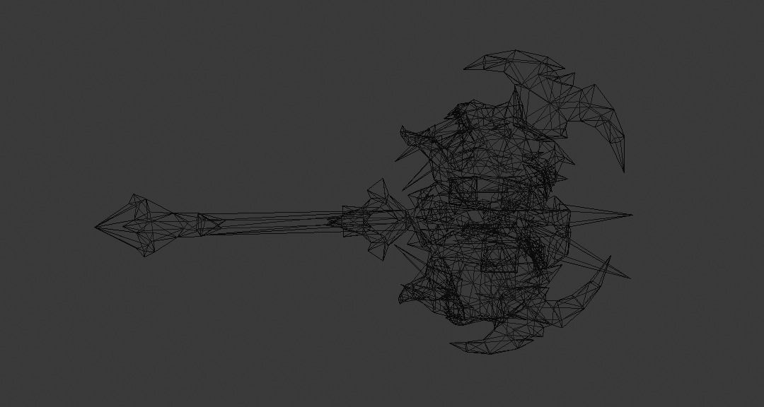 Futuristic Axe Low-poly 3D model_9