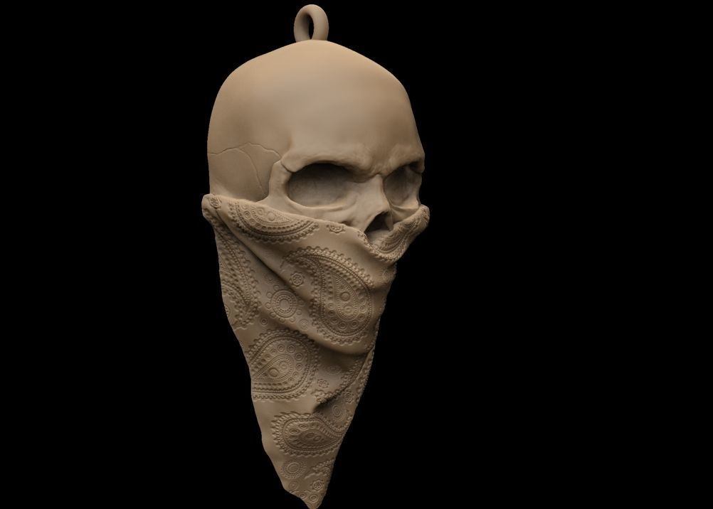 Bandit Skull Pendant 3D print model_3