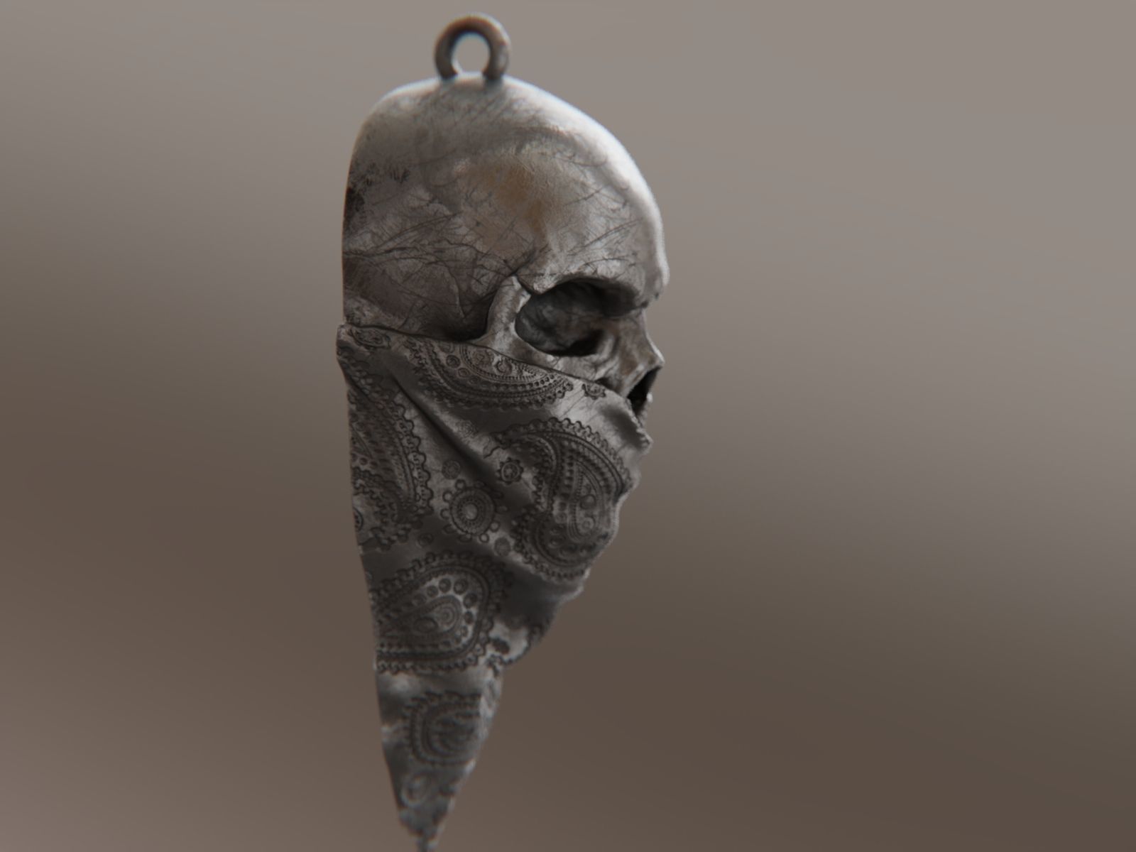 Bandit Skull Pendant 3D print model_9
