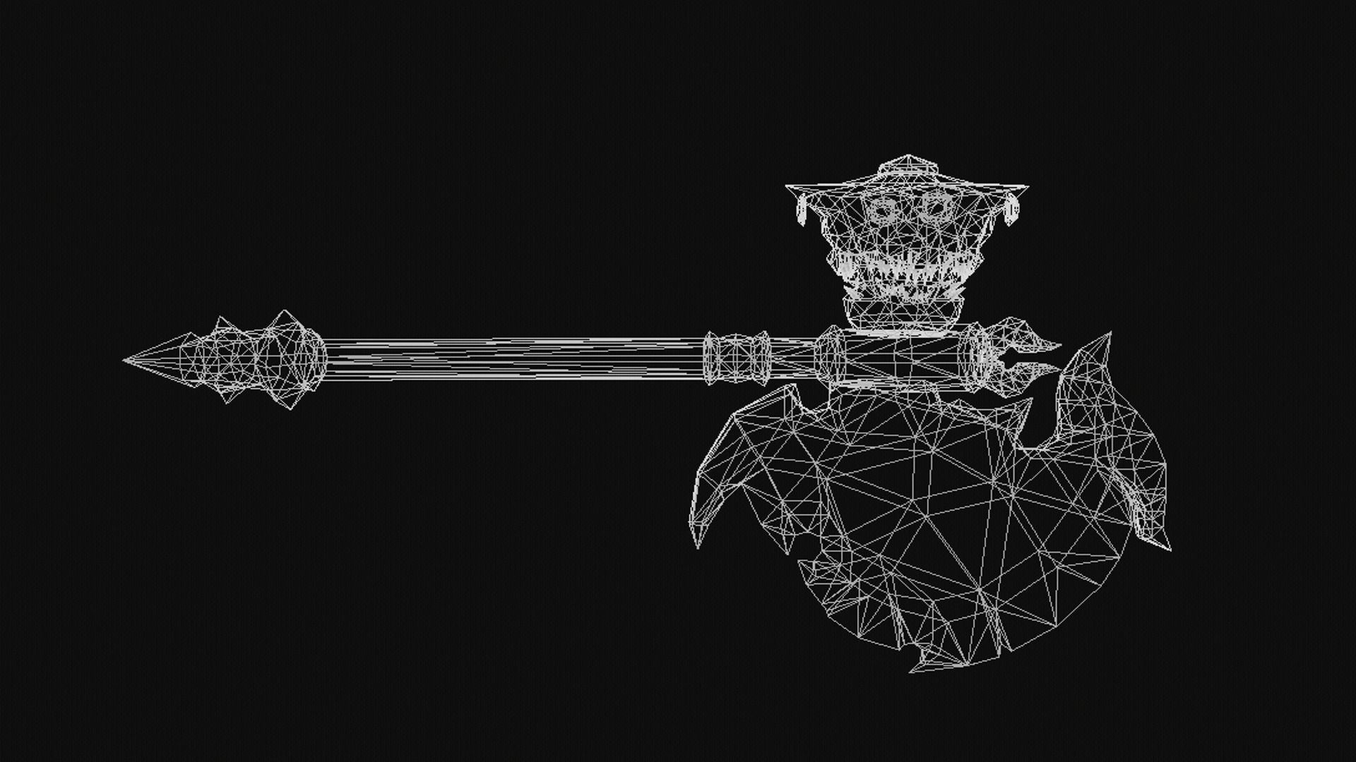 Futuristic Axe Low-poly 3D model_4