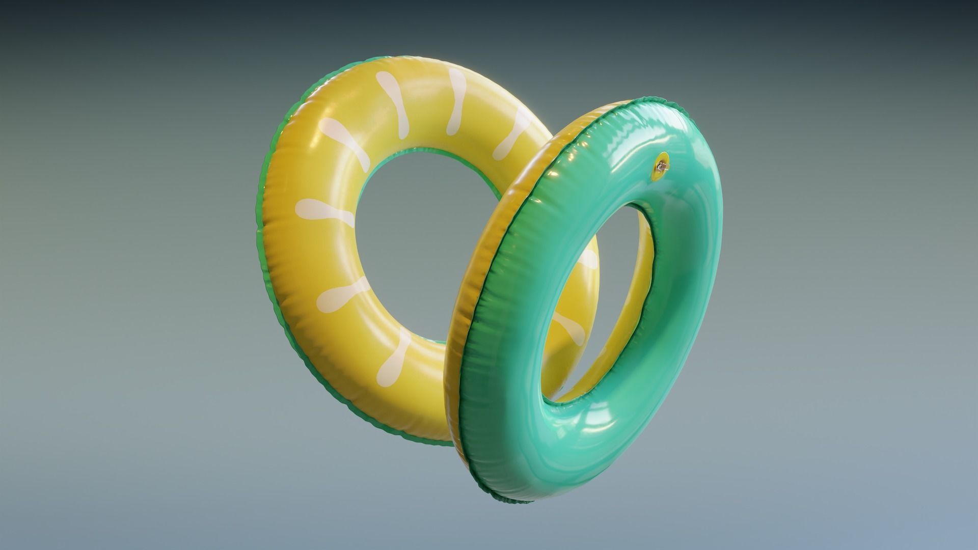 Swimming Ring - Yellow Green Low-poly 3D model_2