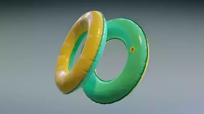 Swimming Ring - Yellow Green Low-poly 3D model