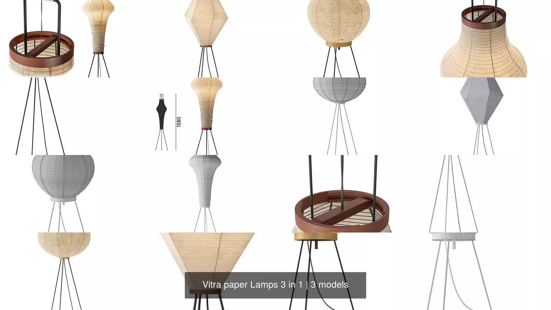 Vitra paper Lamps 3 in 1 3D Model Collection_0