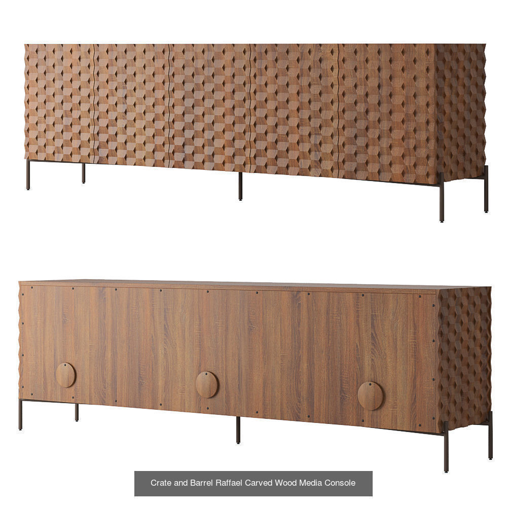 Crate and Barrel Raffael Carved drawers 3D Model Collection_3