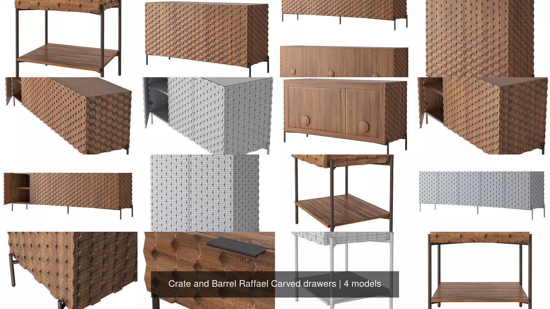 Crate and Barrel Raffael Carved drawers 3D Model Collection_0