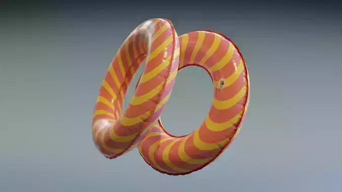 Swimming Ring - Pink Yellow Low-poly 3D model