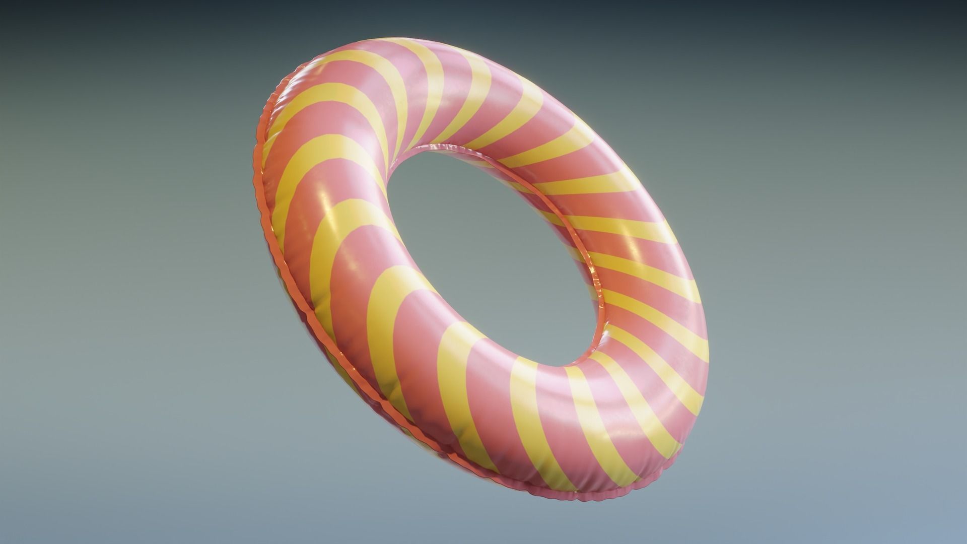 Swimming Ring - Pink Yellow Low-poly 3D model_3