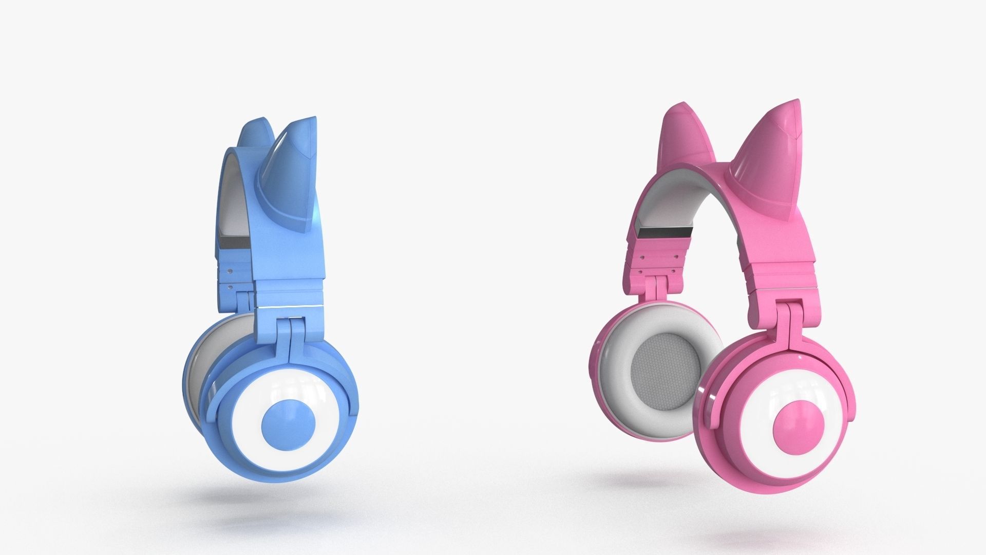 Cat Ear Headphones 2 colors and poses Low-poly 3D model_11