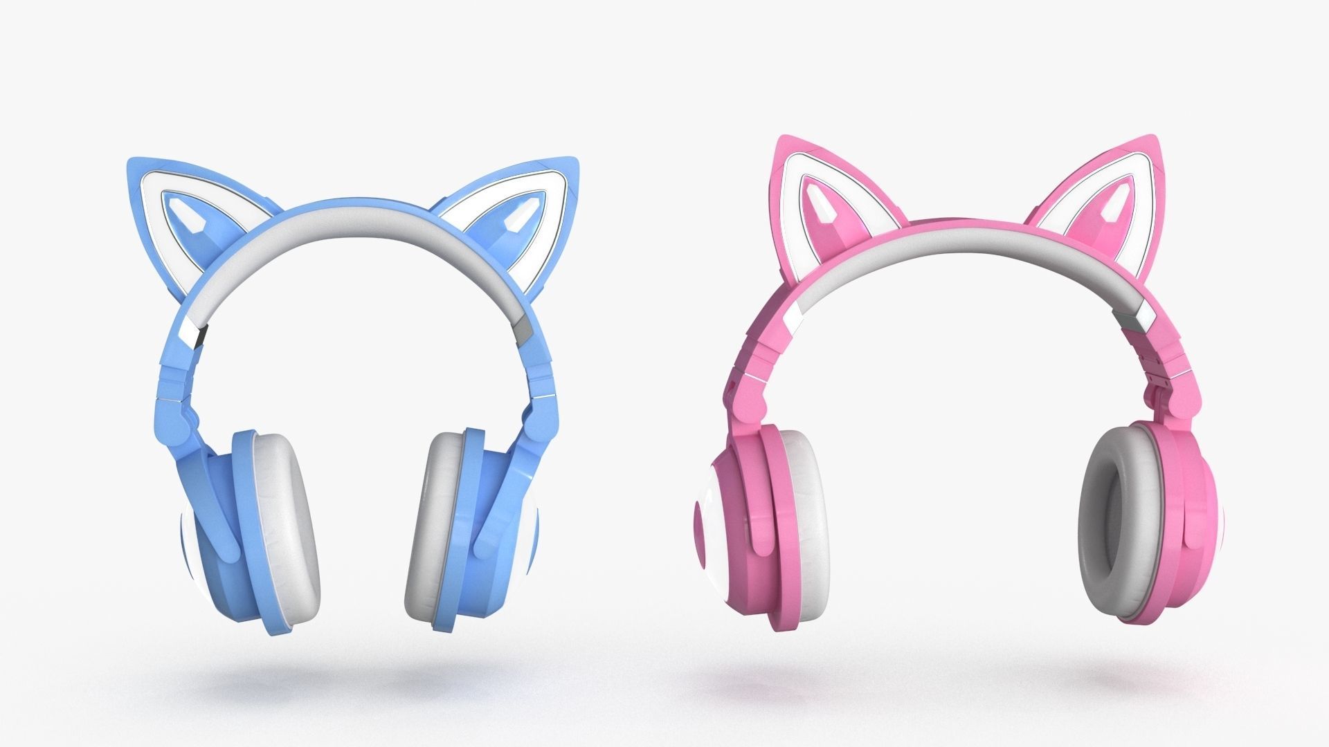 Cat Ear Headphones 2 colors and poses Low-poly 3D model_14