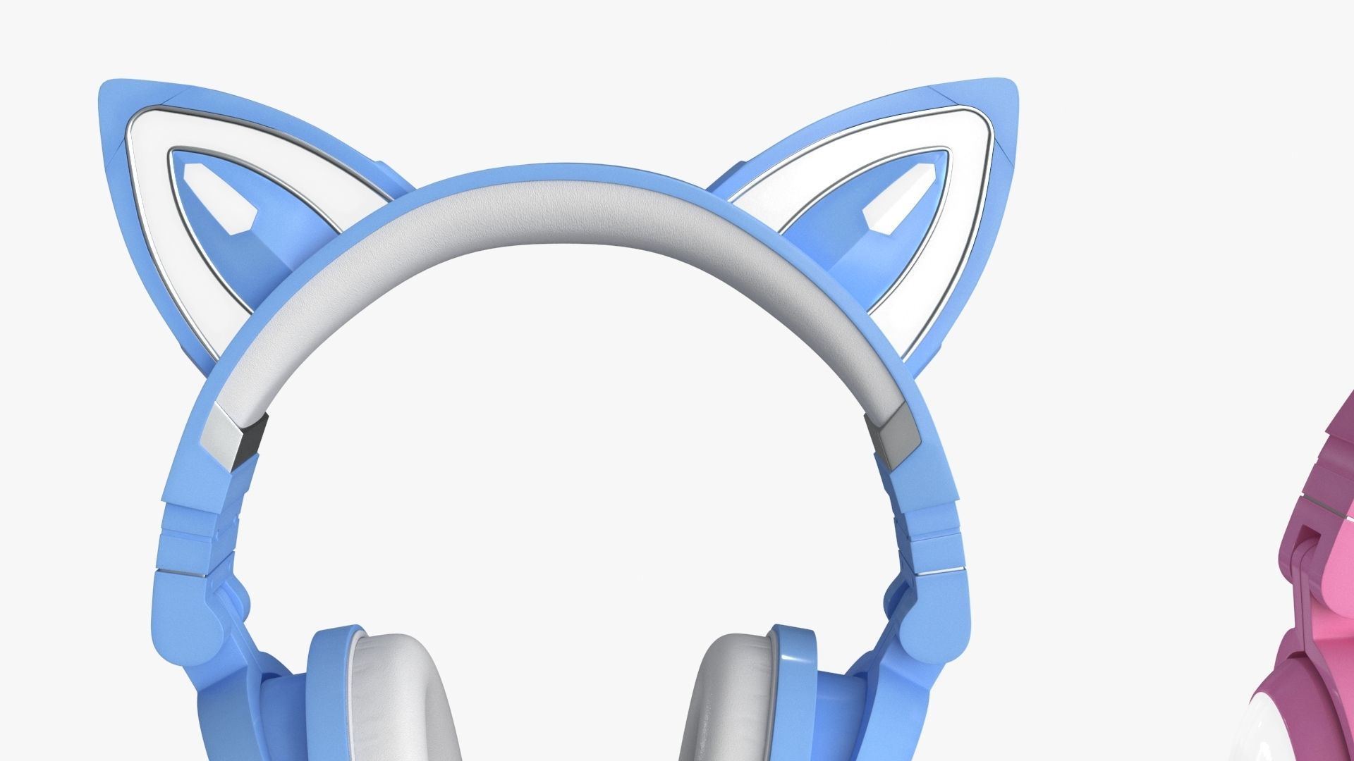 Cat Ear Headphones 2 colors and poses Low-poly 3D model_15