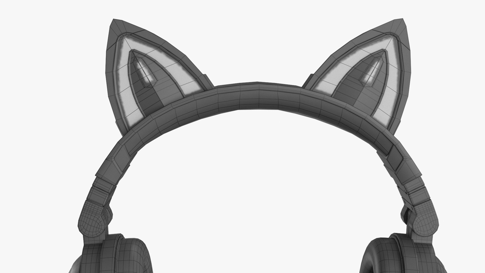 Cat Ear Headphones 2 colors and poses Low-poly 3D model_21