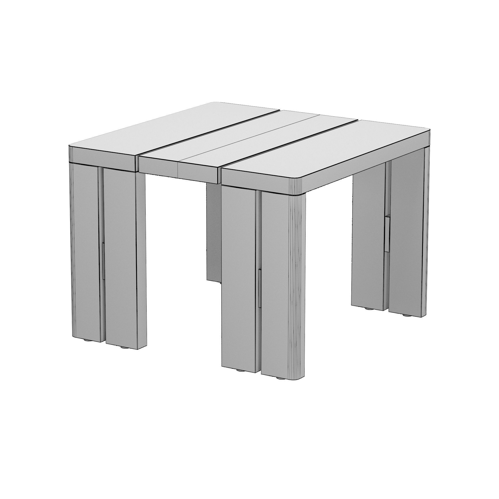 MATIRA TEAK SQUARE SIDE TABLE 3D model_4