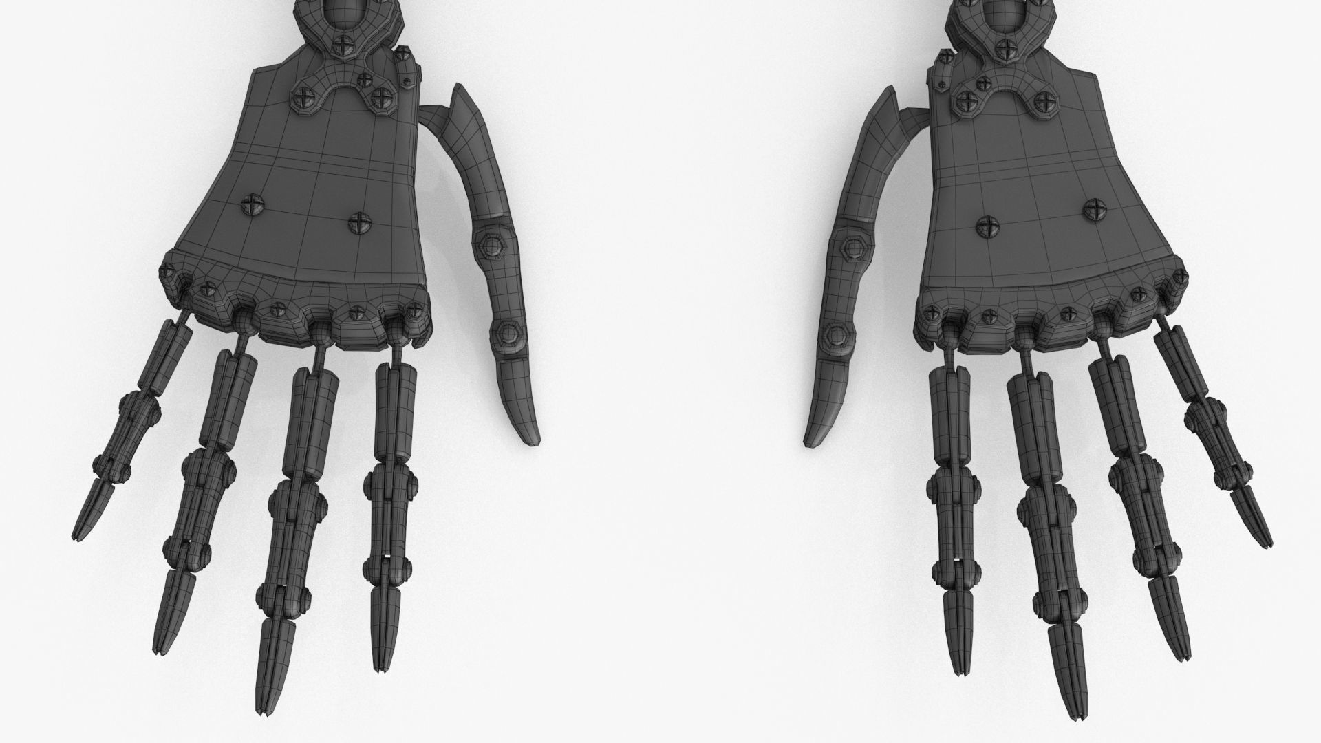 Steampunk Mechanical Robot Hand Rig Low-poly 3D model_26