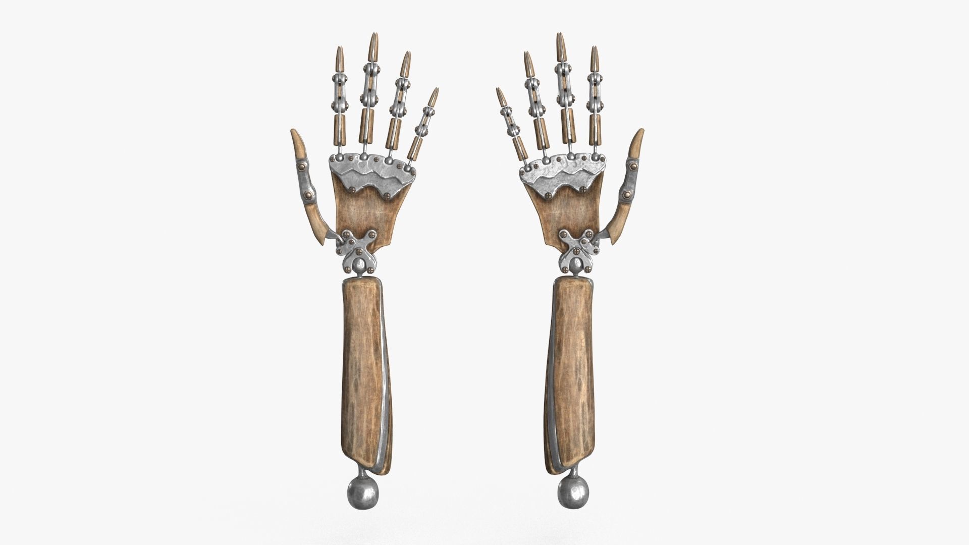 Steampunk Mechanical Robot Hand Rig Low-poly 3D model_13