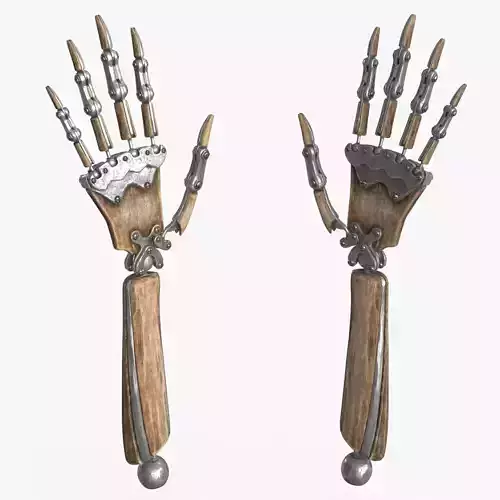 Steampunk Mechanical Robot Hand Rig Low-poly 3D model