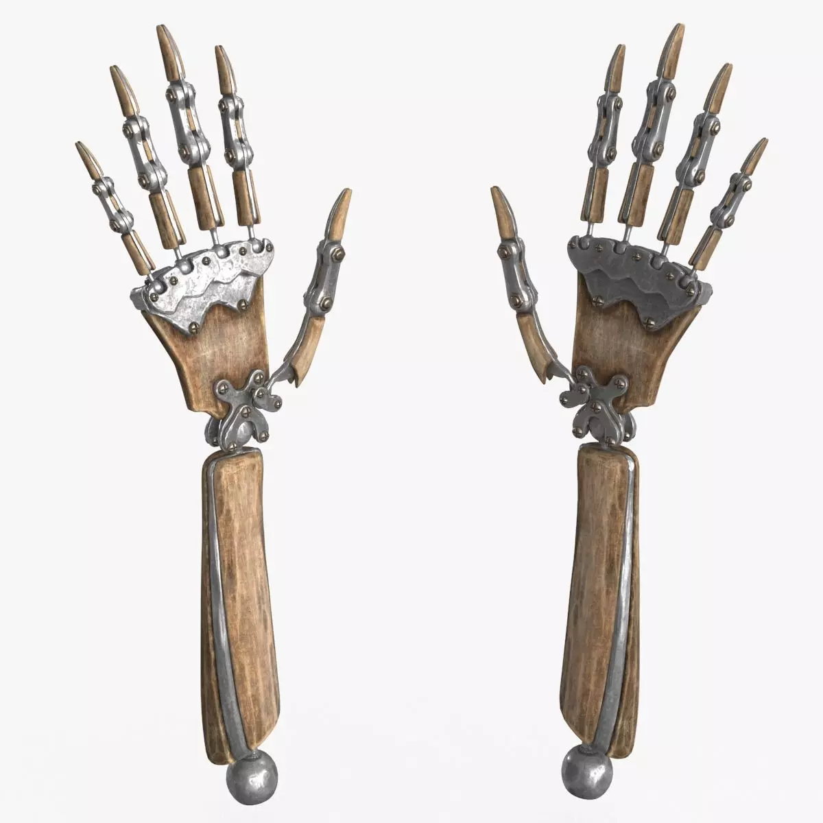 Steampunk Mechanical Robot Hand Rig Low-poly 3D model_0