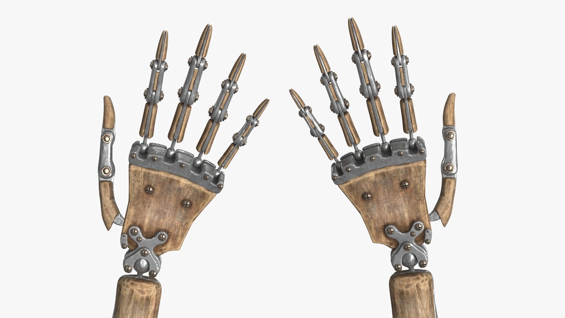 Steampunk Mechanical Robot Hand Rig Low-poly 3D model_3