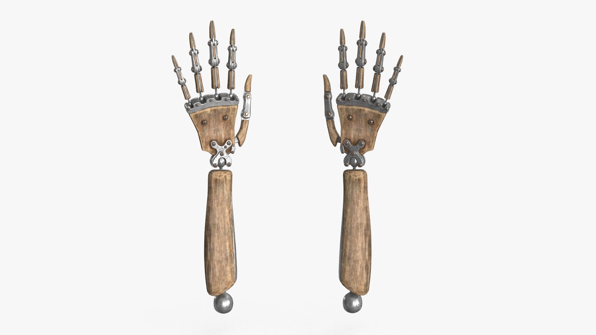 Steampunk Mechanical Robot Hand Rig Low-poly 3D model_8