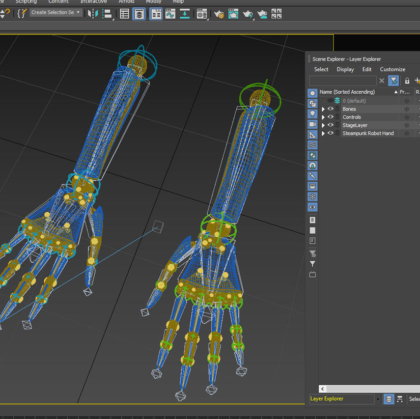 Steampunk Mechanical Robot Hand Rig Low-poly 3D model_21