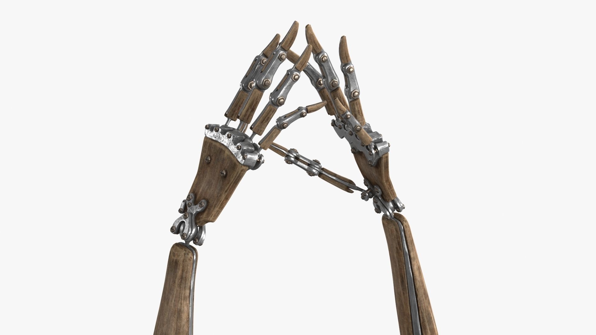 Steampunk Mechanical Robot Hand Rig Low-poly 3D model_6