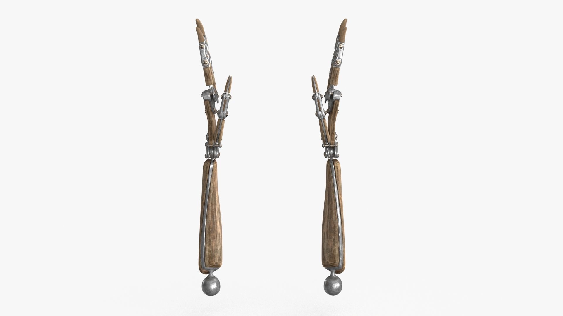 Steampunk Mechanical Robot Hand Rig Low-poly 3D model_16