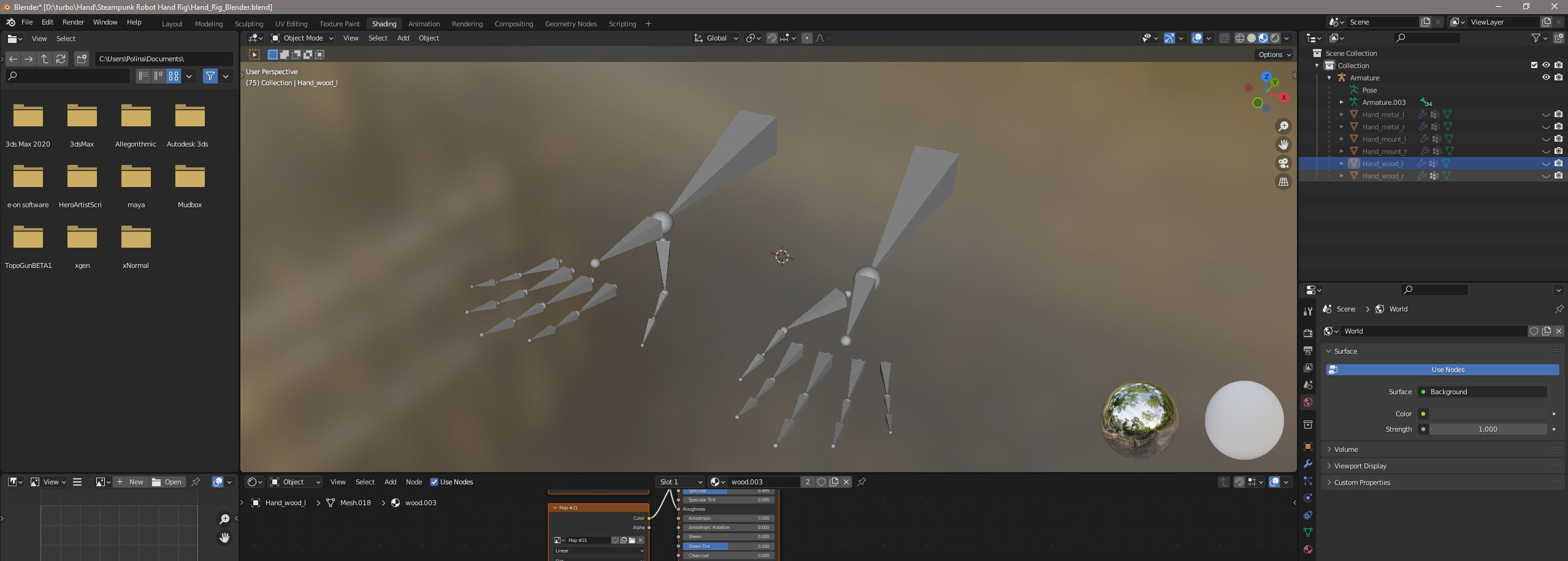 Steampunk Mechanical Robot Hand Rig Low-poly 3D model_23