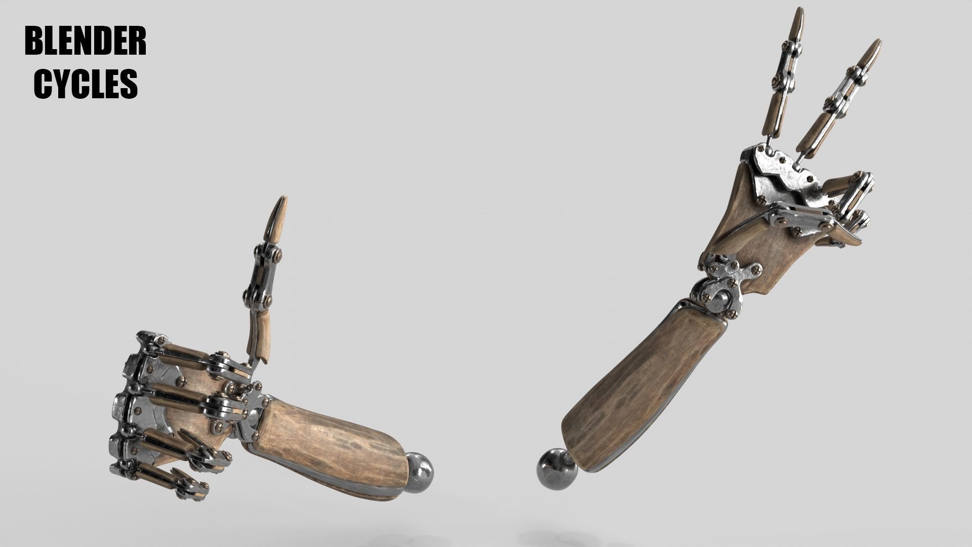 Steampunk Mechanical Robot Hand Rig Low-poly 3D model_19