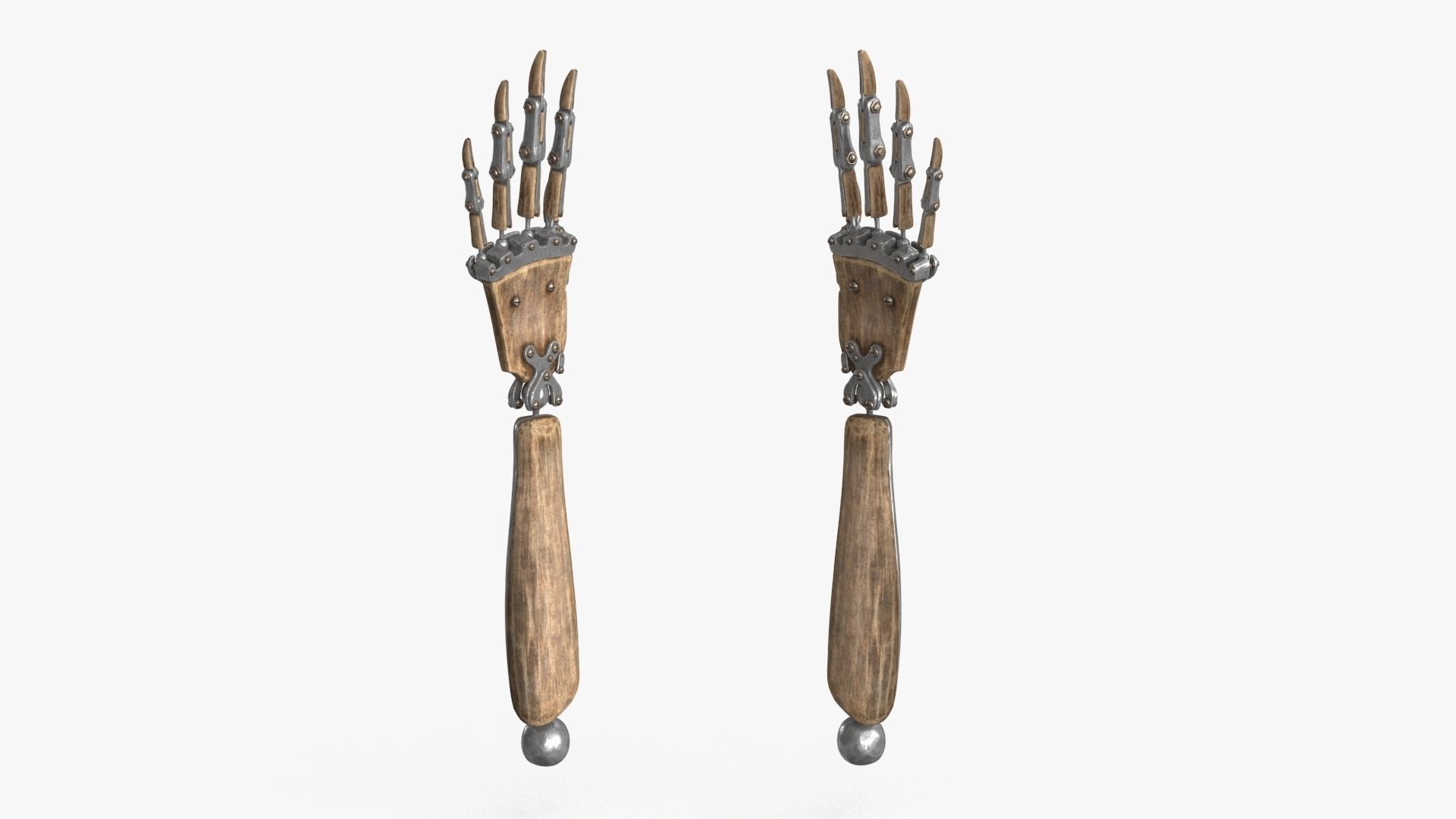 Steampunk Mechanical Robot Hand Rig Low-poly 3D model_9