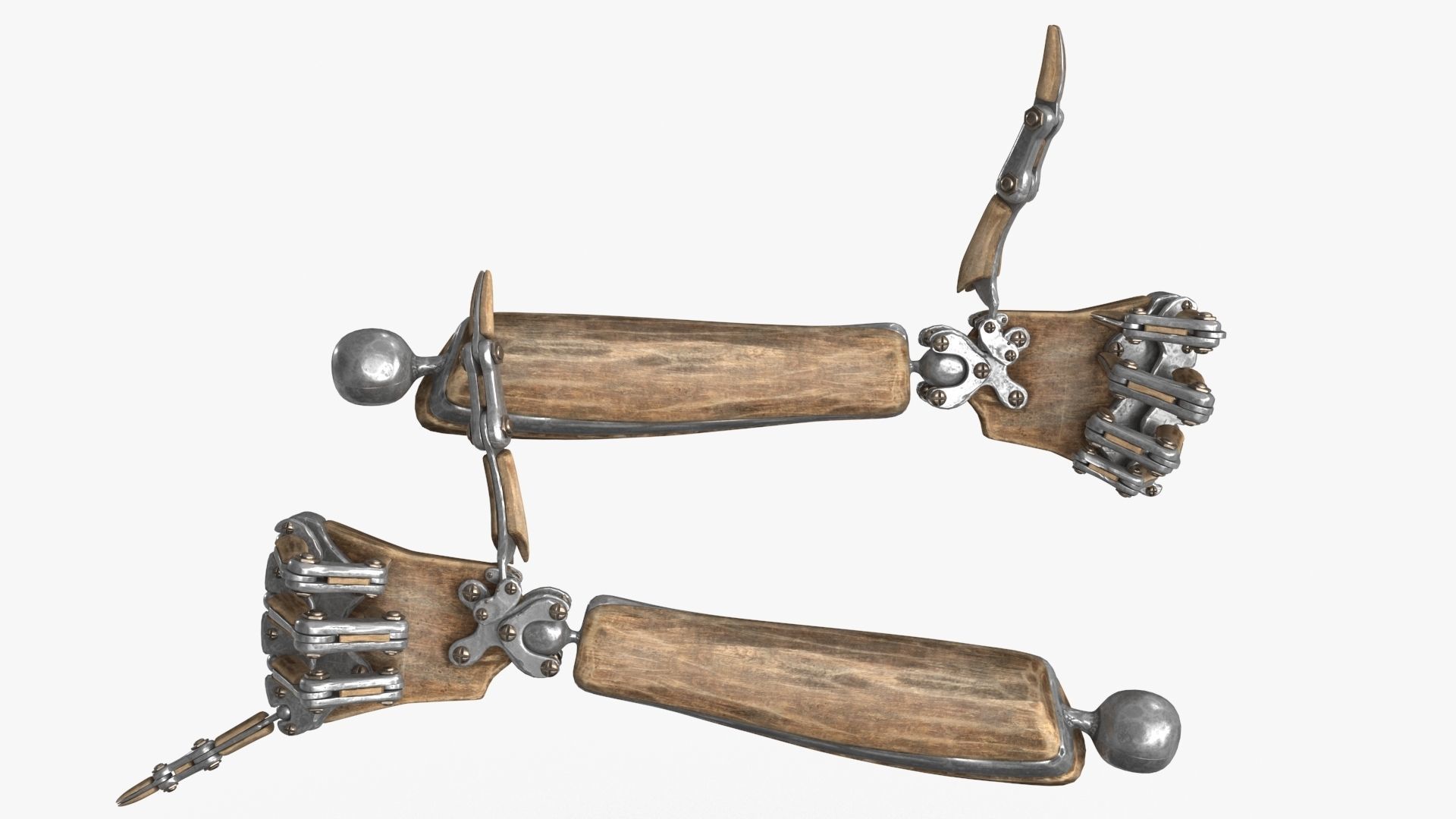 Steampunk Mechanical Robot Hand Rig Low-poly 3D model_5