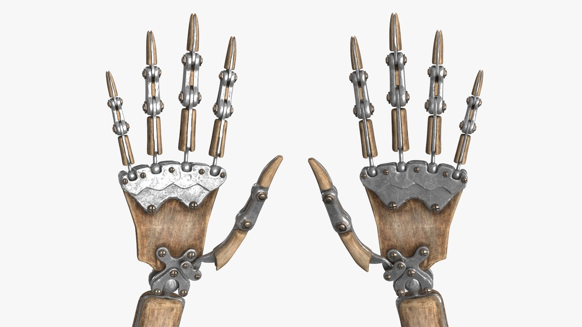 Steampunk Mechanical Robot Hand Rig Low-poly 3D model_2