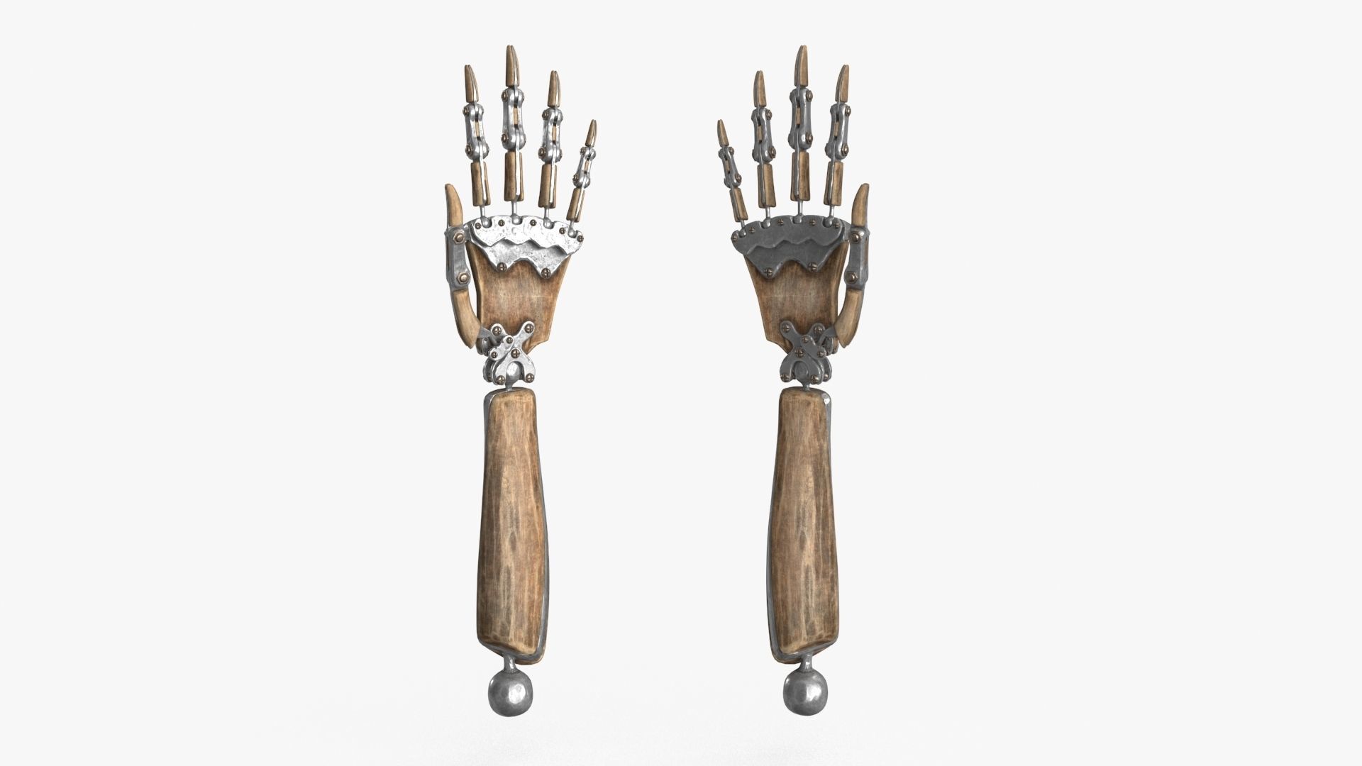 Steampunk Mechanical Robot Hand Rig Low-poly 3D model_14