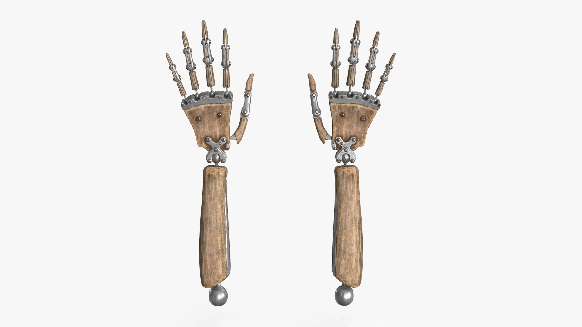 Steampunk Mechanical Robot Hand Rig Low-poly 3D model_7