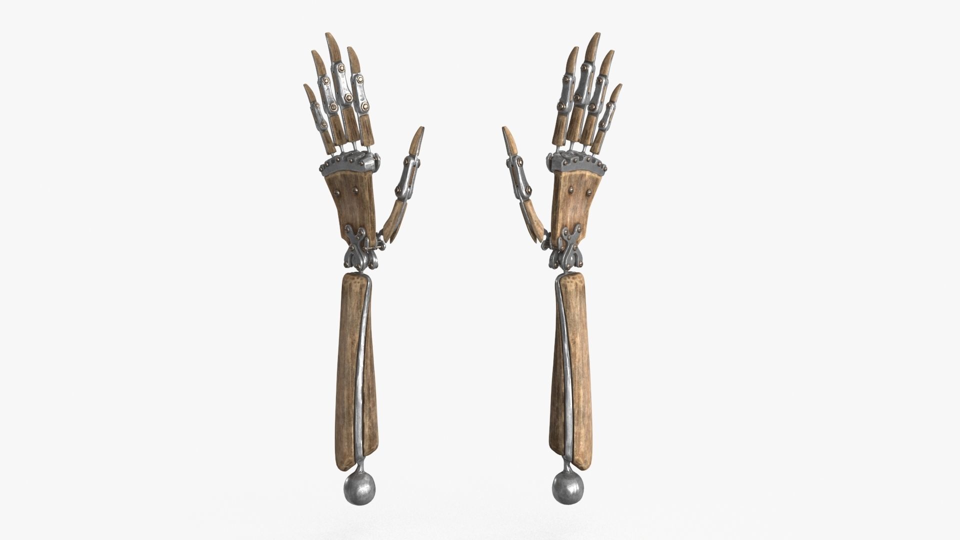 Steampunk Mechanical Robot Hand Rig Low-poly 3D model_17