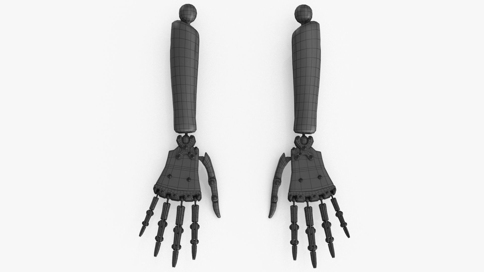 Steampunk Mechanical Robot Hand Rig Low-poly 3D model_25