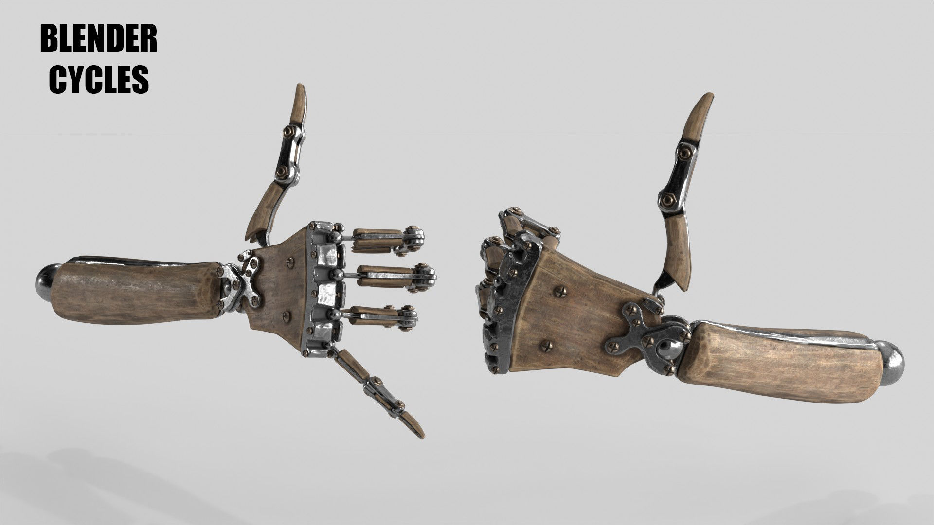 Steampunk Mechanical Robot Hand Rig Low-poly 3D model_20