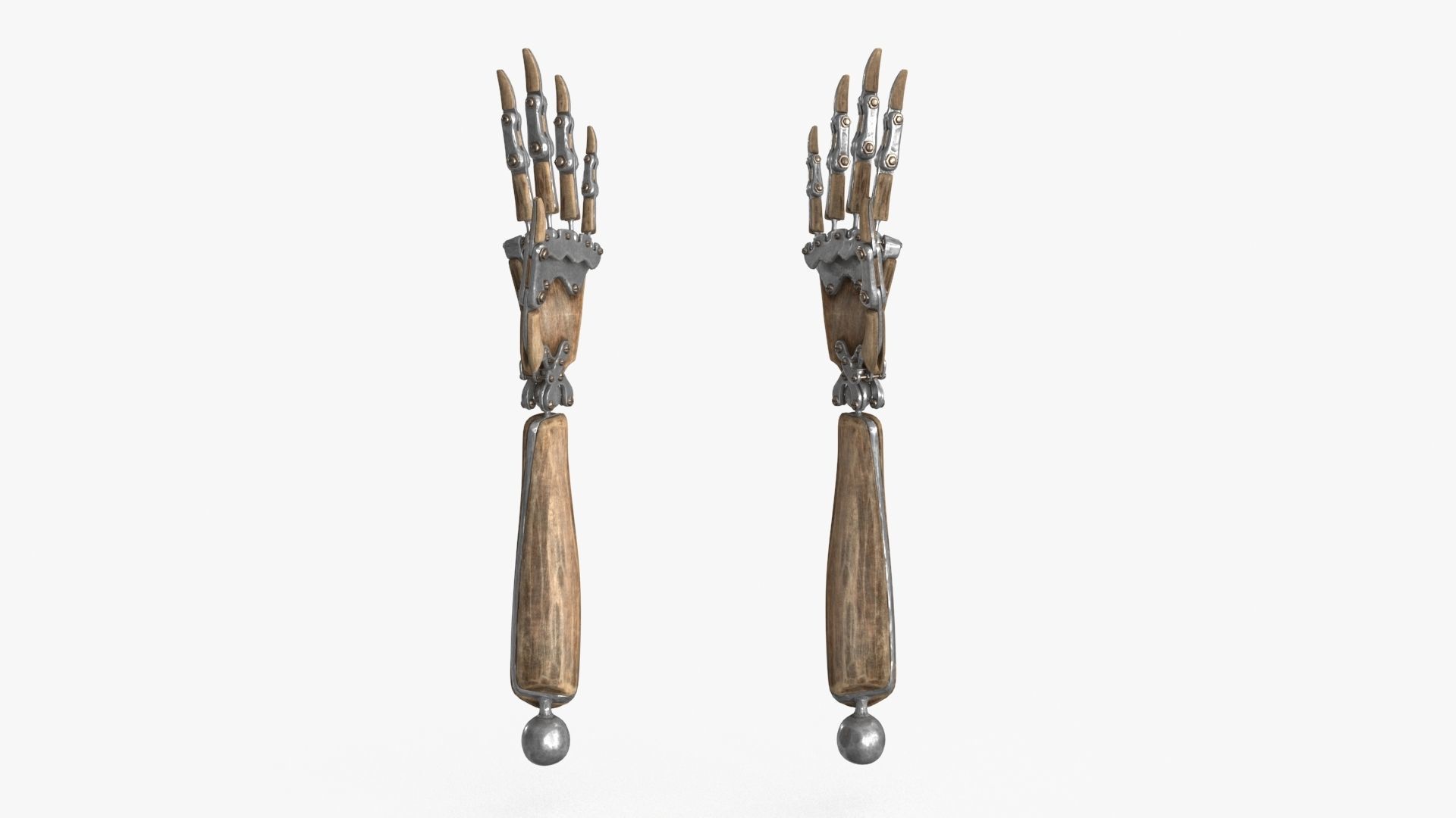 Steampunk Mechanical Robot Hand Rig Low-poly 3D model_15