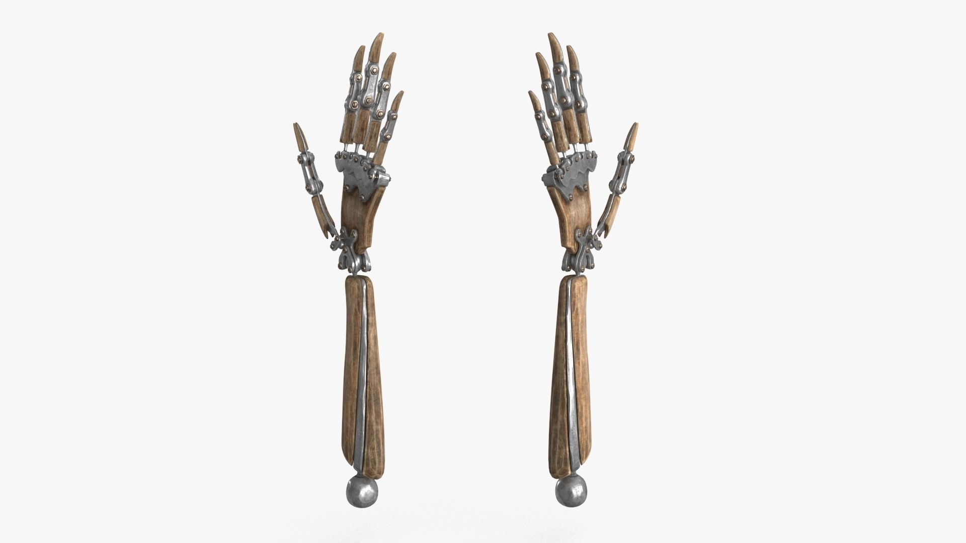 Steampunk Mechanical Robot Hand Rig Low-poly 3D model_11
