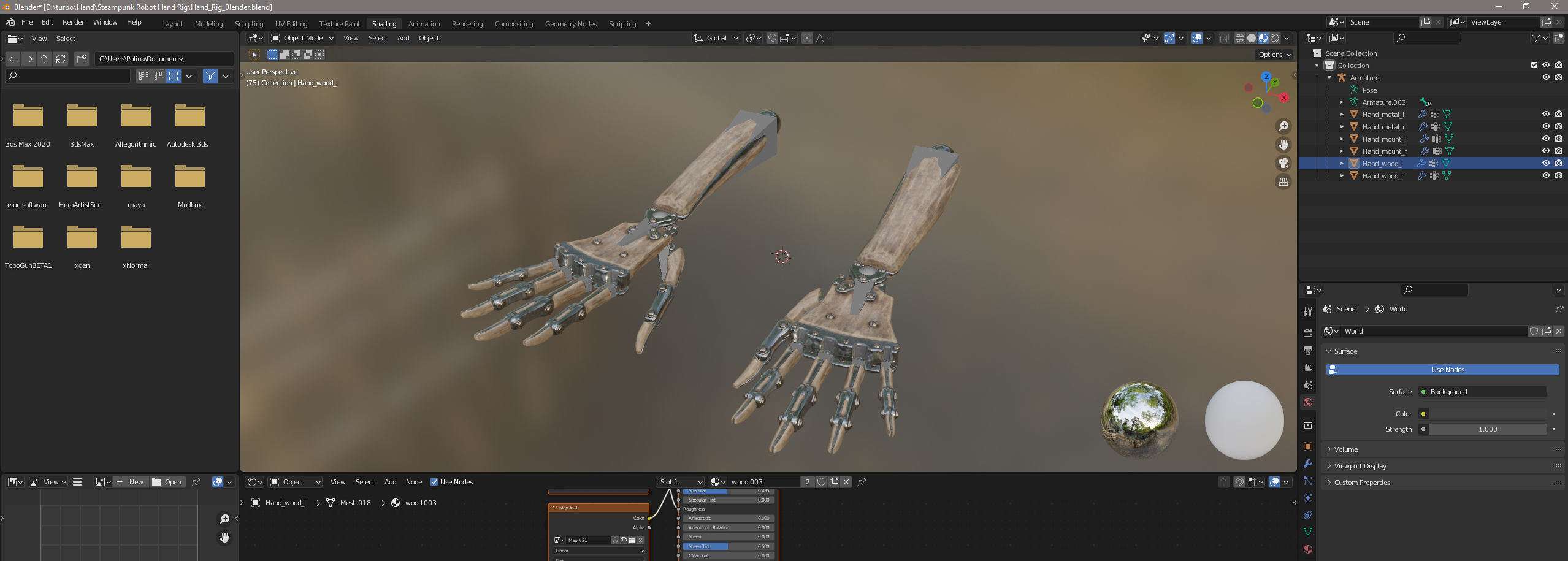 Steampunk Mechanical Robot Hand Rig Low-poly 3D model_24