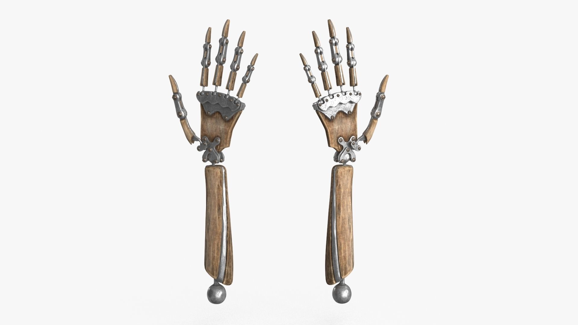 Steampunk Mechanical Robot Hand Rig Low-poly 3D model_12