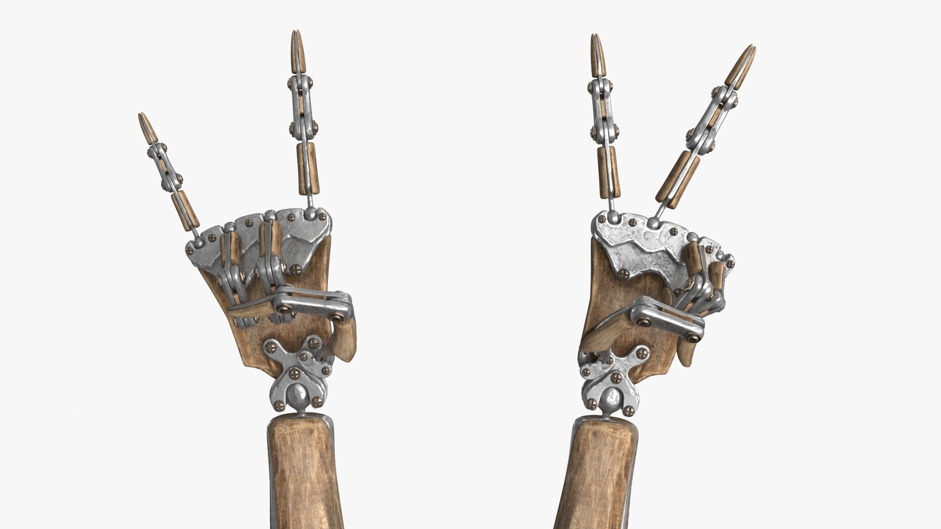 Steampunk Mechanical Robot Hand Rig Low-poly 3D model_4