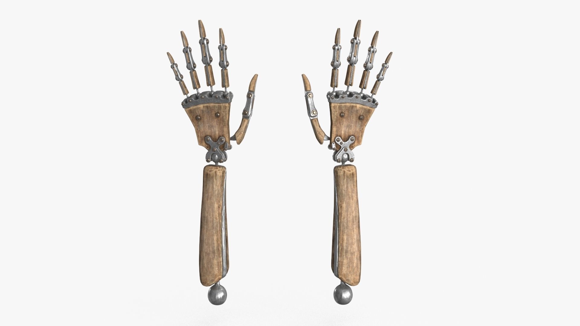 Steampunk Mechanical Robot Hand Rig Low-poly 3D model_18