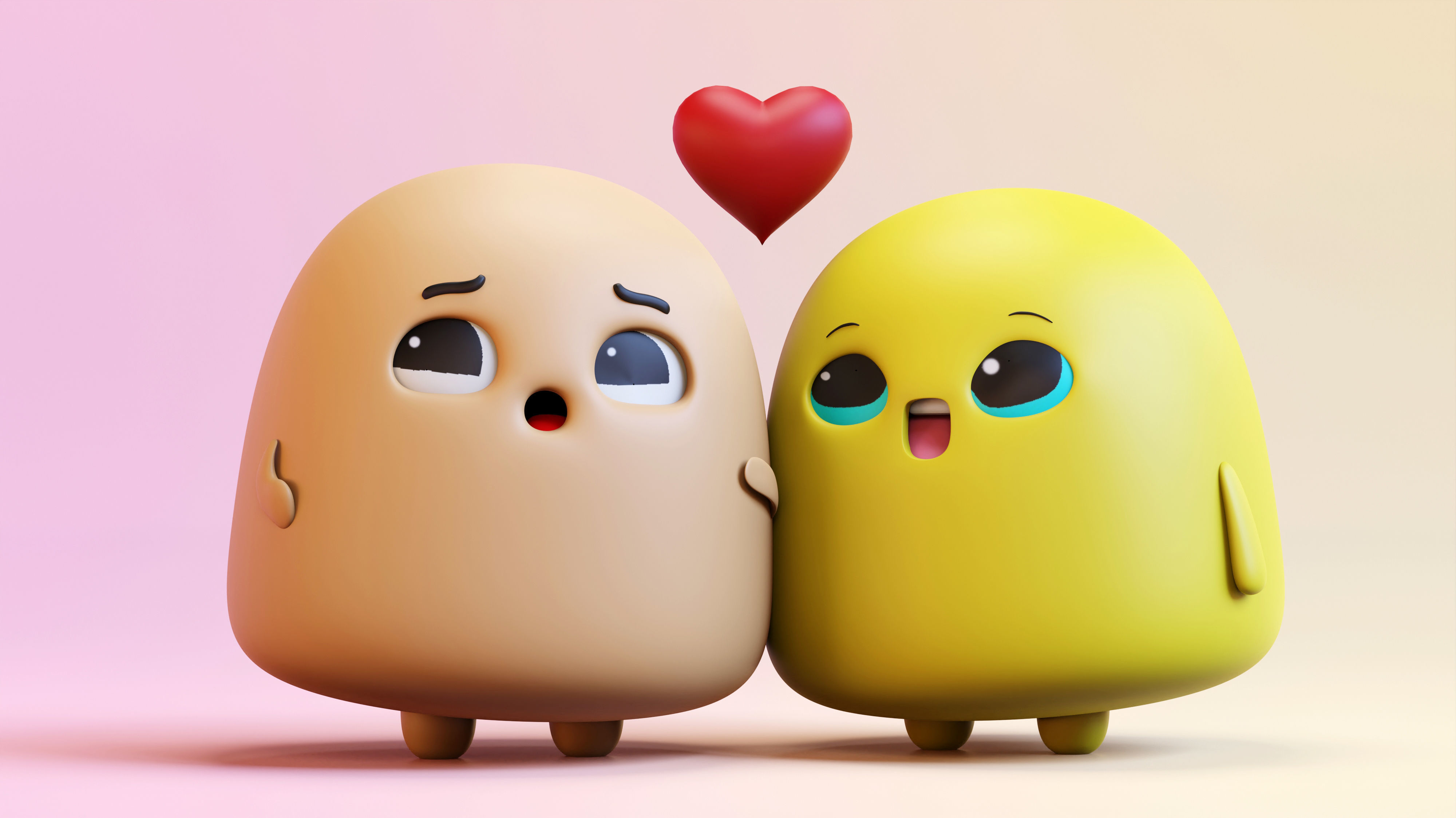 Very Cute Emoji Couple Low-poly 3D model_3