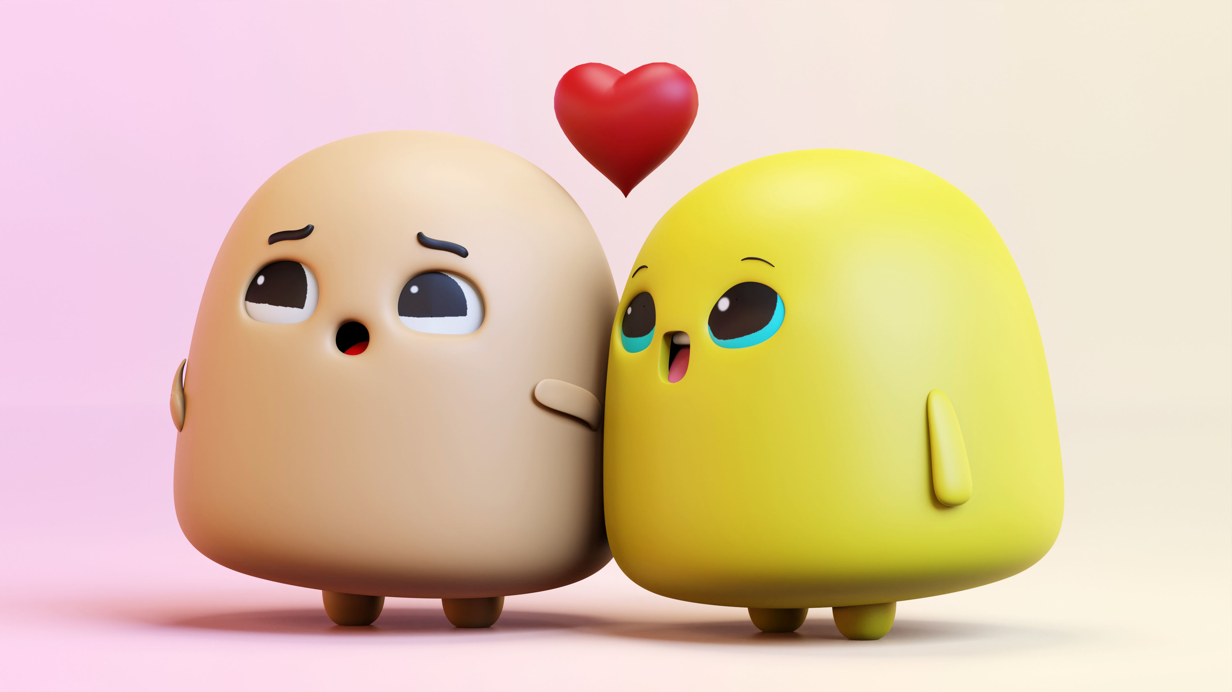 Very Cute Emoji Couple Low-poly 3D model_1