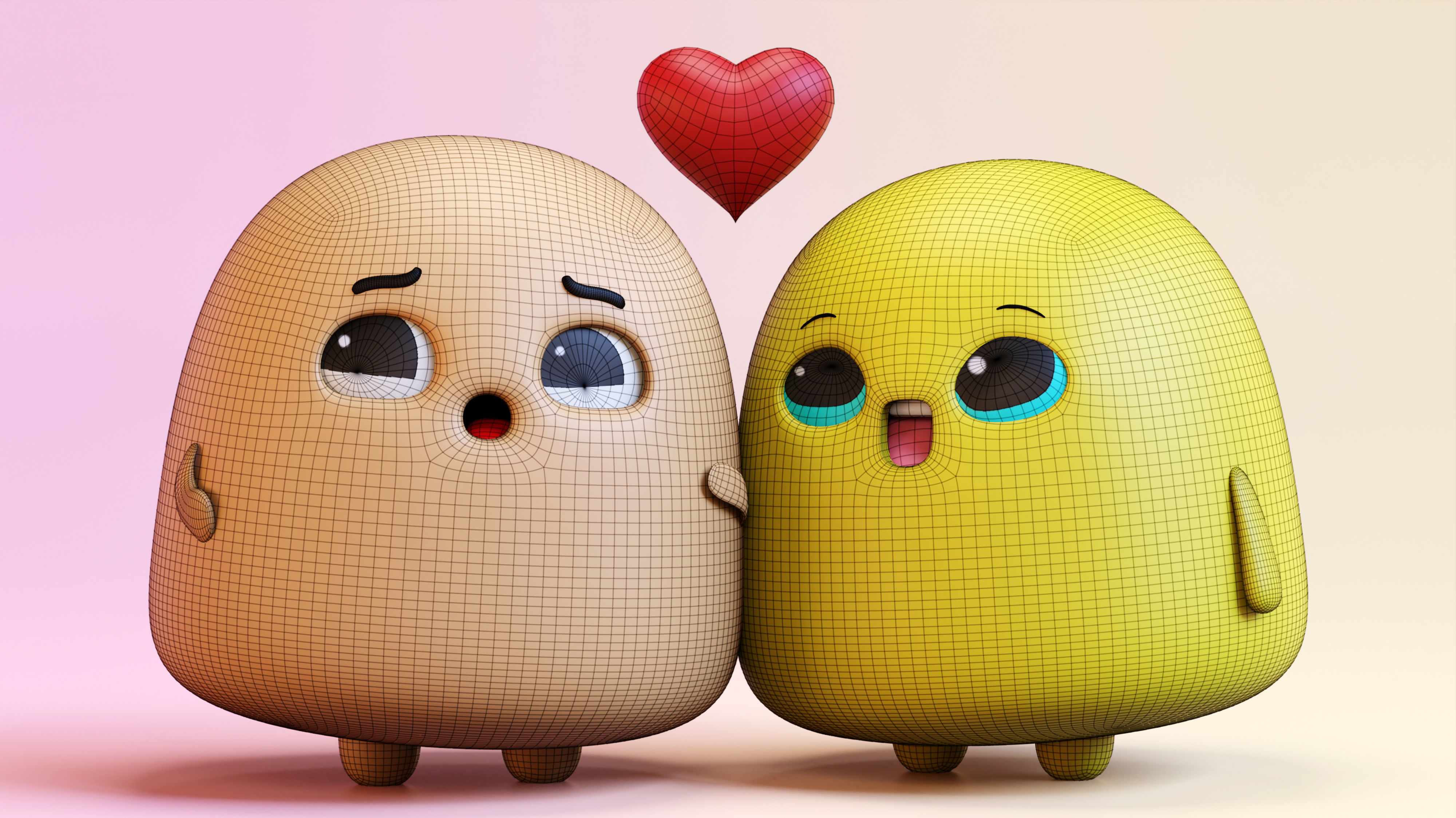 Very Cute Emoji Couple Low-poly 3D model_16