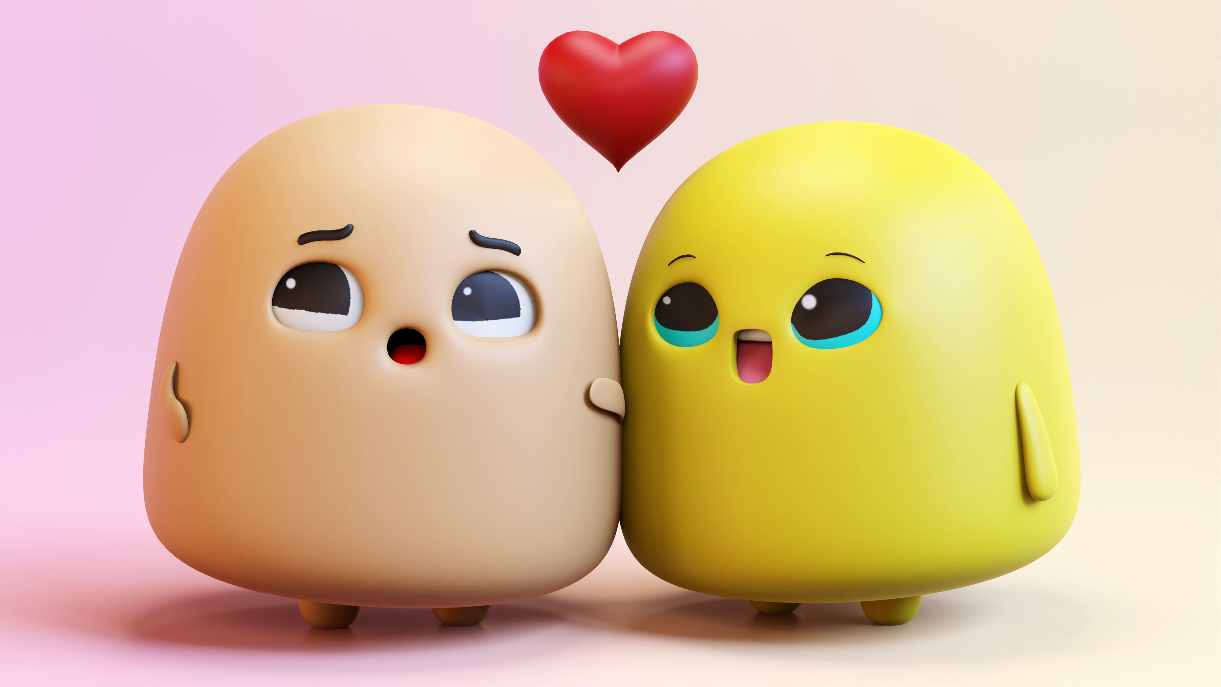 Very Cute Emoji Couple Low-poly 3D model_4