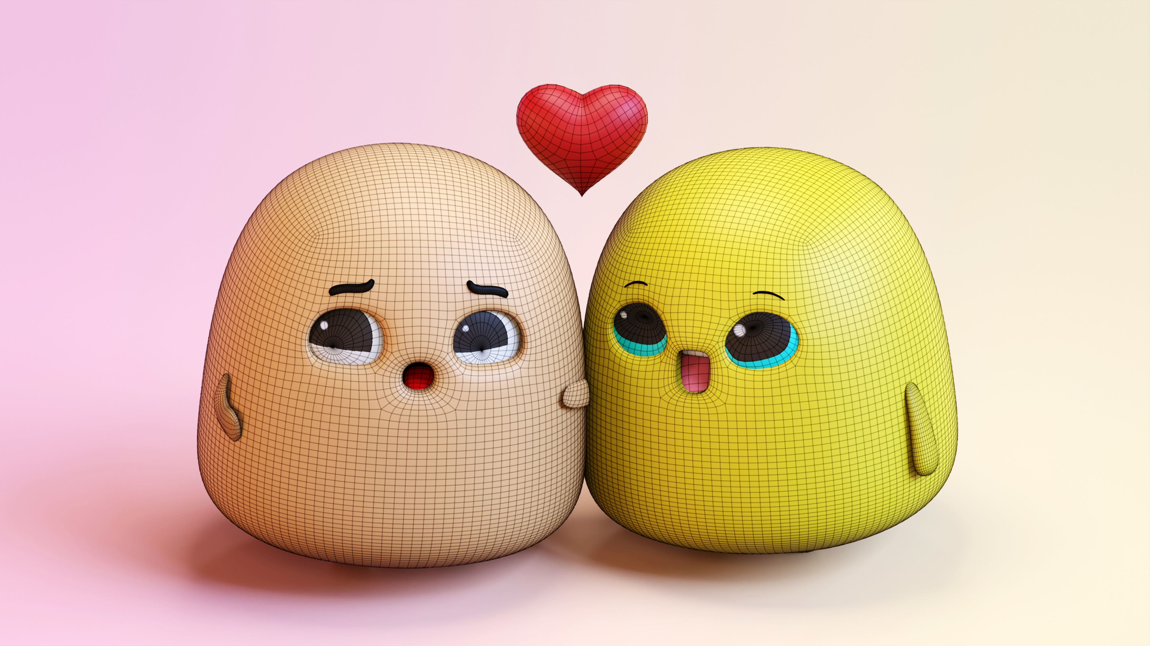 Very Cute Emoji Couple Low-poly 3D model_14