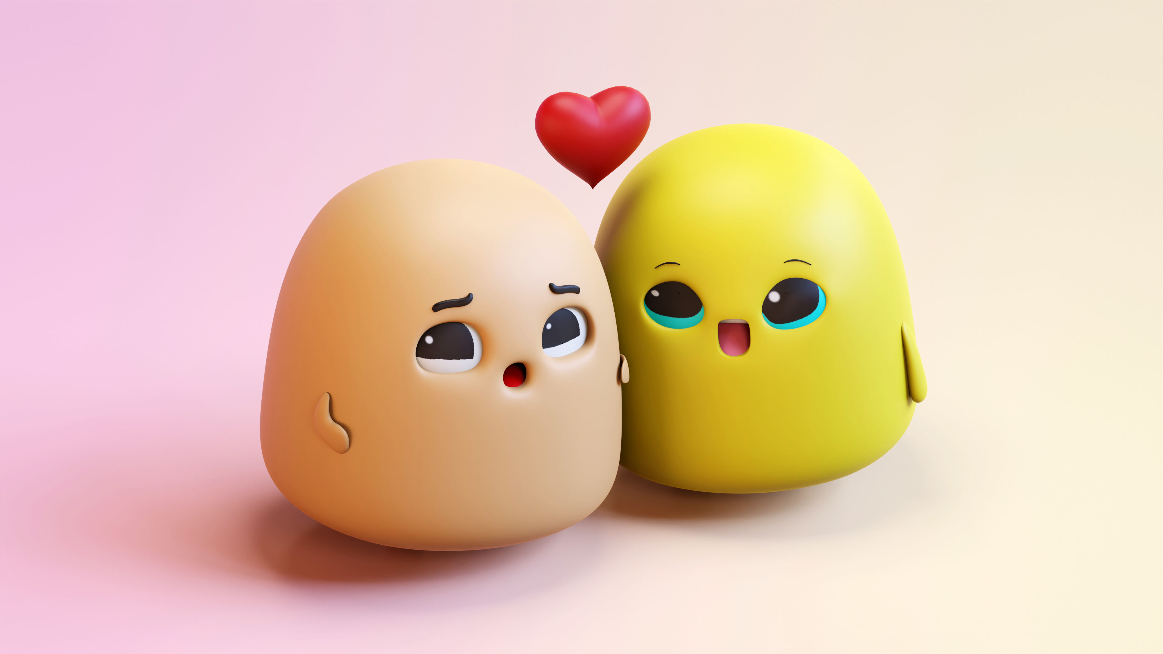 Very Cute Emoji Couple Low-poly 3D model_10