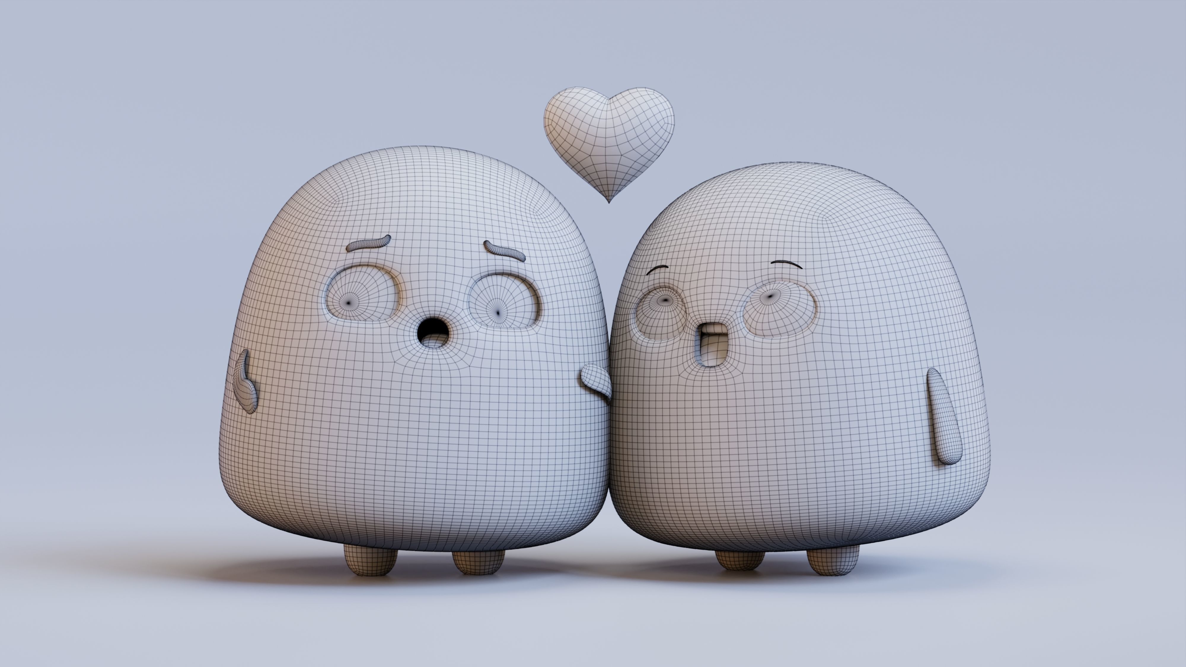 Very Cute Emoji Couple Low-poly 3D model_12
