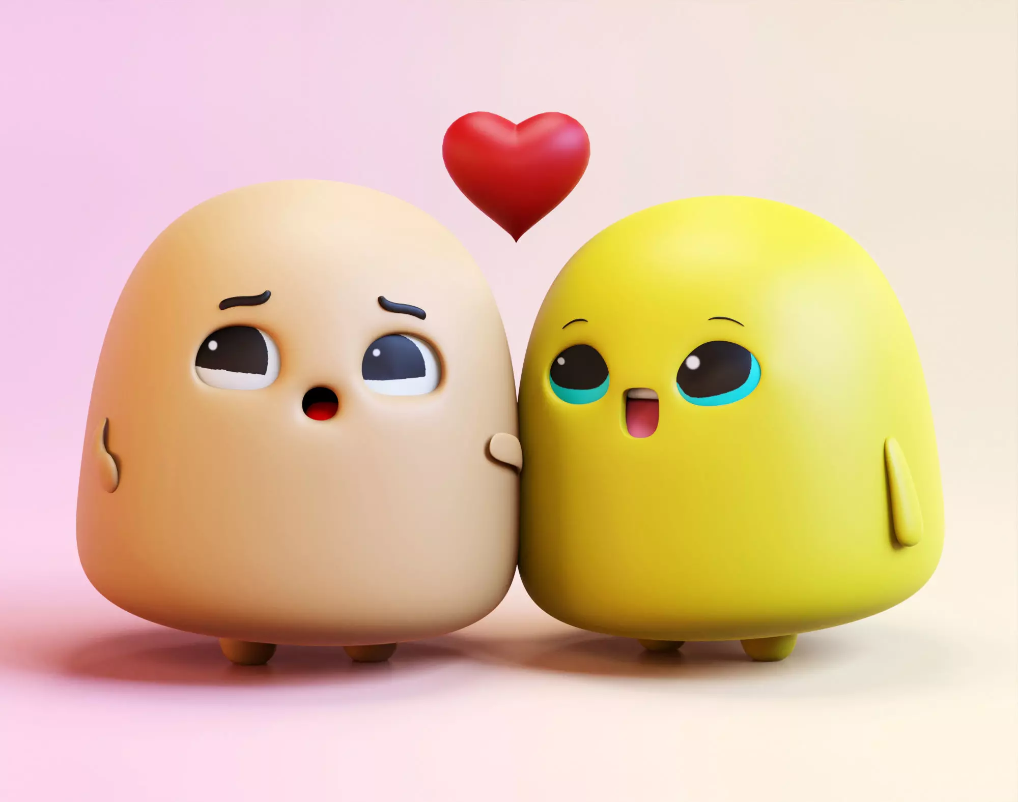 Very Cute Emoji Couple Low-poly 3D model_0