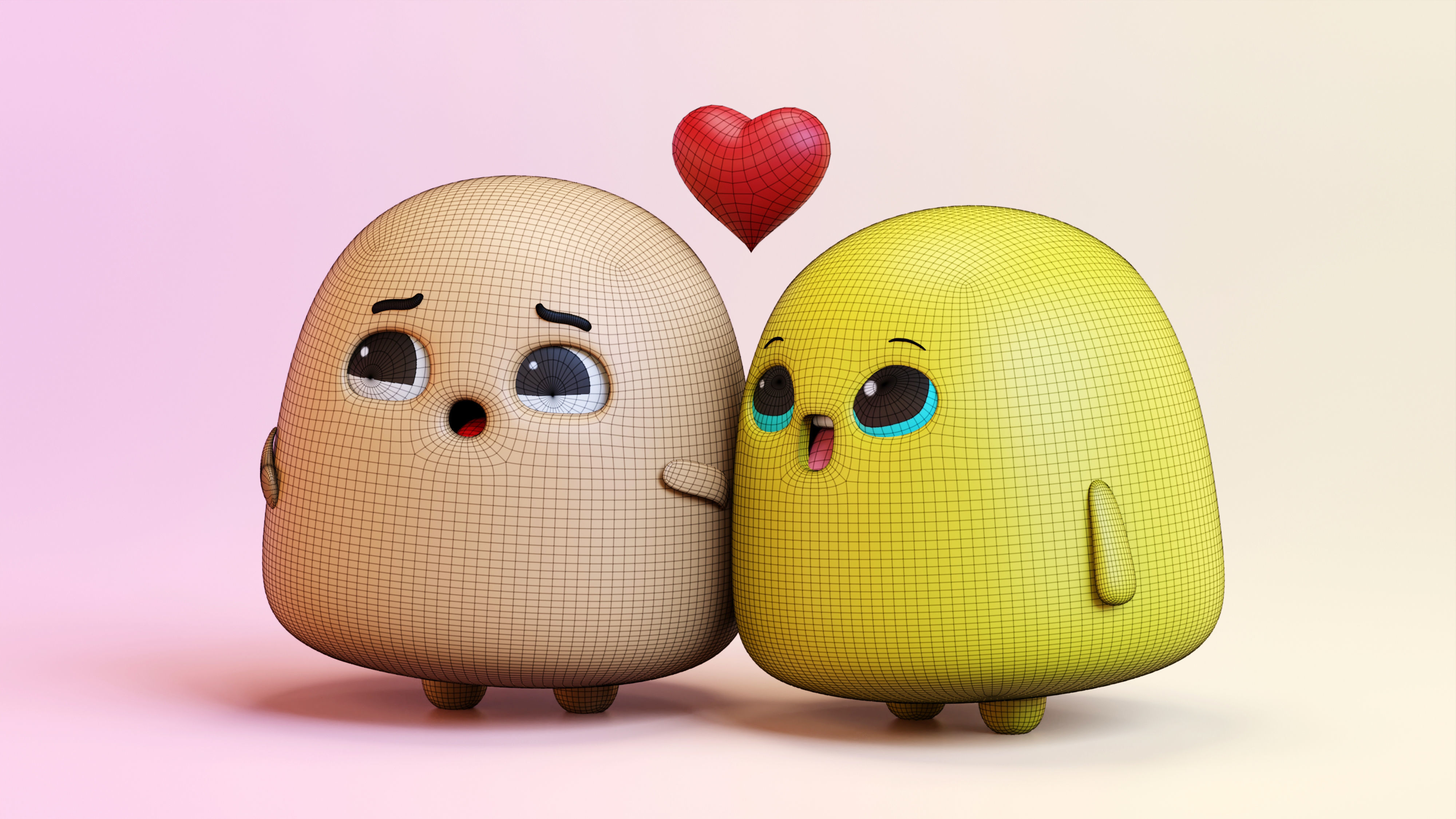 Very Cute Emoji Couple Low-poly 3D model_5